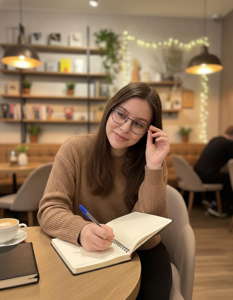 Géssica Benício Freitas escrevendo em um caderno